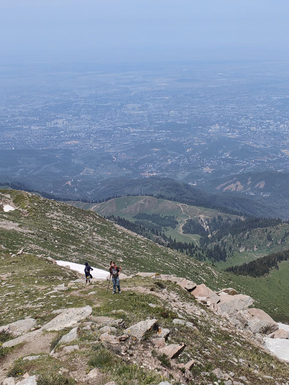 Scenic view from the summit of Mount Kumbel, overlooking the Kok-Zhailau Plateau and Almaty